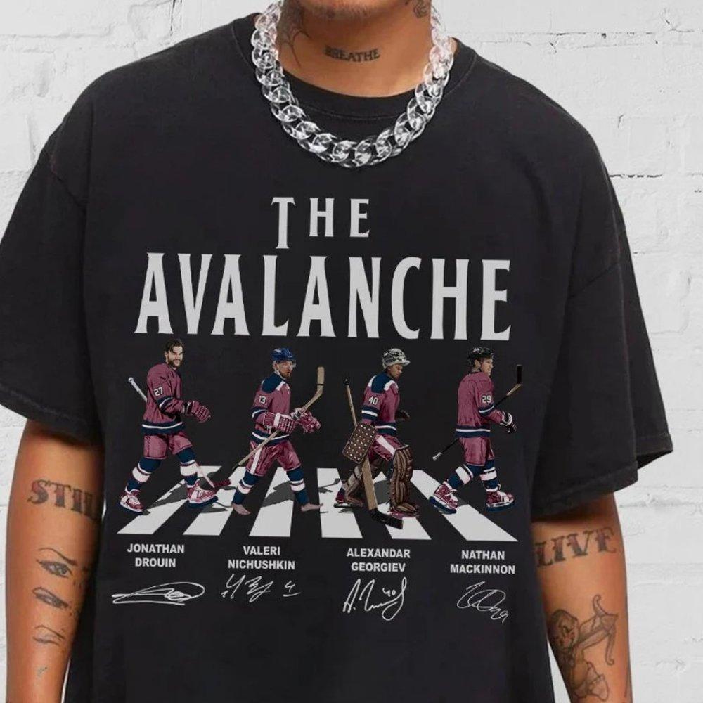 Avalanche Walking Abbey Road Ice Hockey Shirt, Signatures Design Tee Shirt